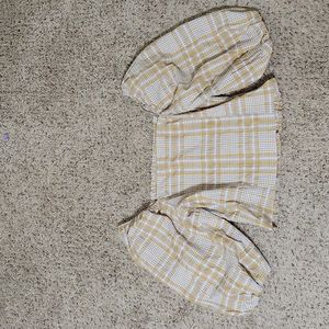 Maeve by Anthropologie XL yellow and gray cropped peasant shirt